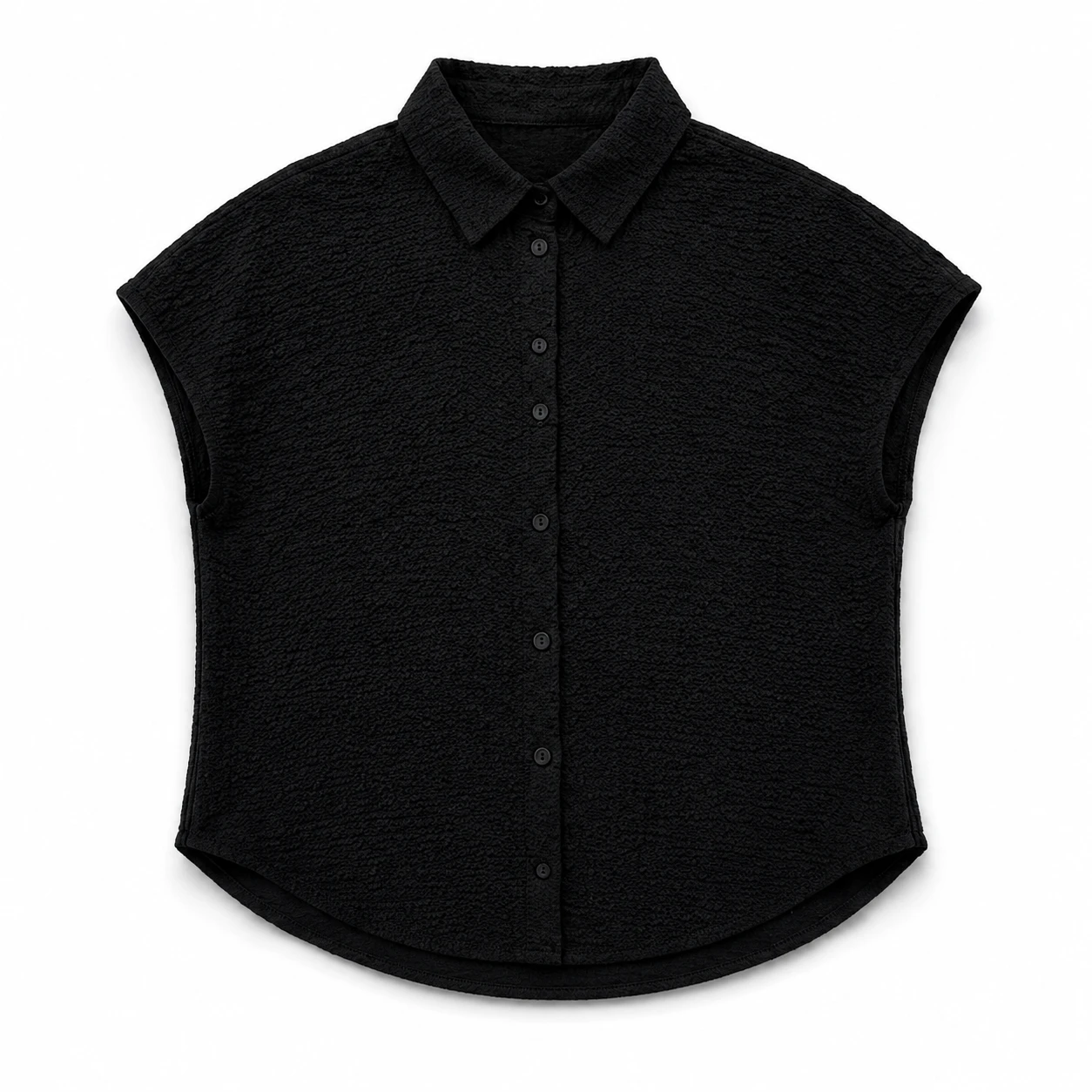 RATNOR Women's Textured Short Sleeve Button-Up Shirt
