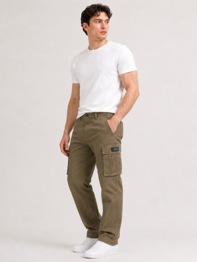 RATNOR Men's 6-Pocket Cargo Pants, High-Quality Fabric, Casual Straight Fit Utility Trousers