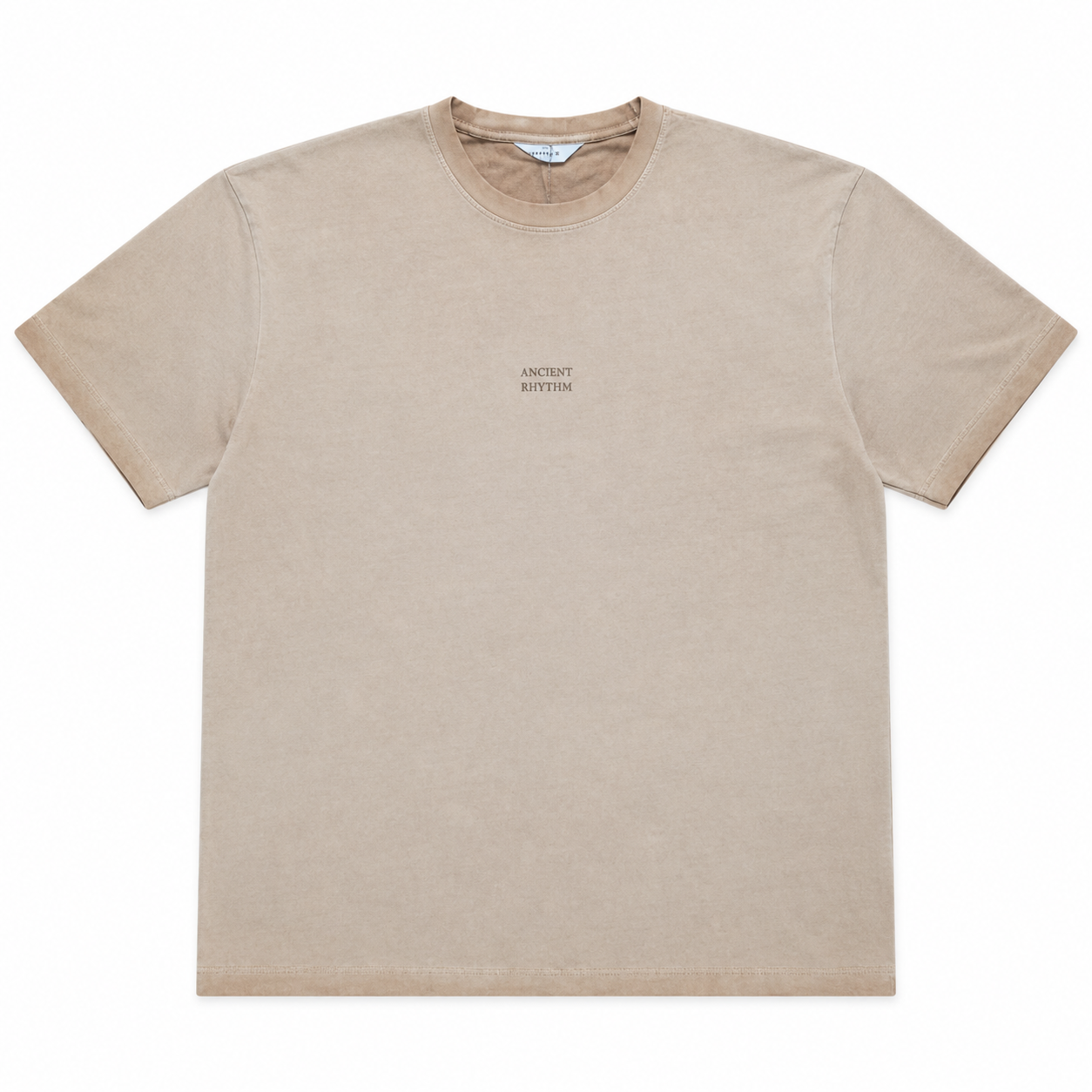 Men’s Crew Neck T-Shirt, Soft Cotton Blend Short Sleeve Casual Tee, Beige - الصورة 2