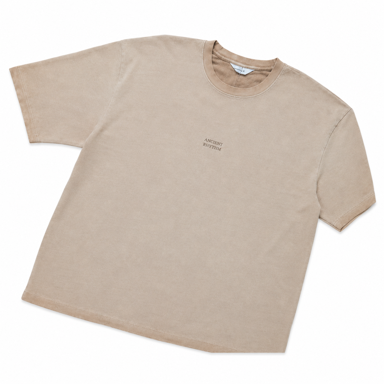 Men’s Crew Neck T-Shirt, Soft Cotton Blend Short Sleeve Casual Tee, Beige - الصورة 4
