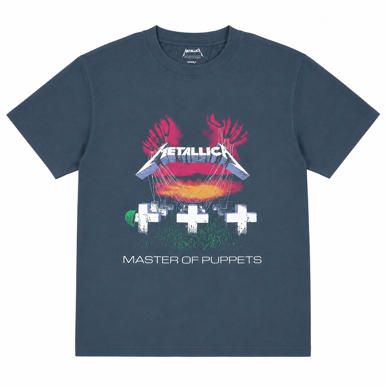 Men’s Graphic Print Crew Neck T-Shirt, Soft Cotton Blend Short Sleeve Casual Tee, Dark Blue - الصورة 3