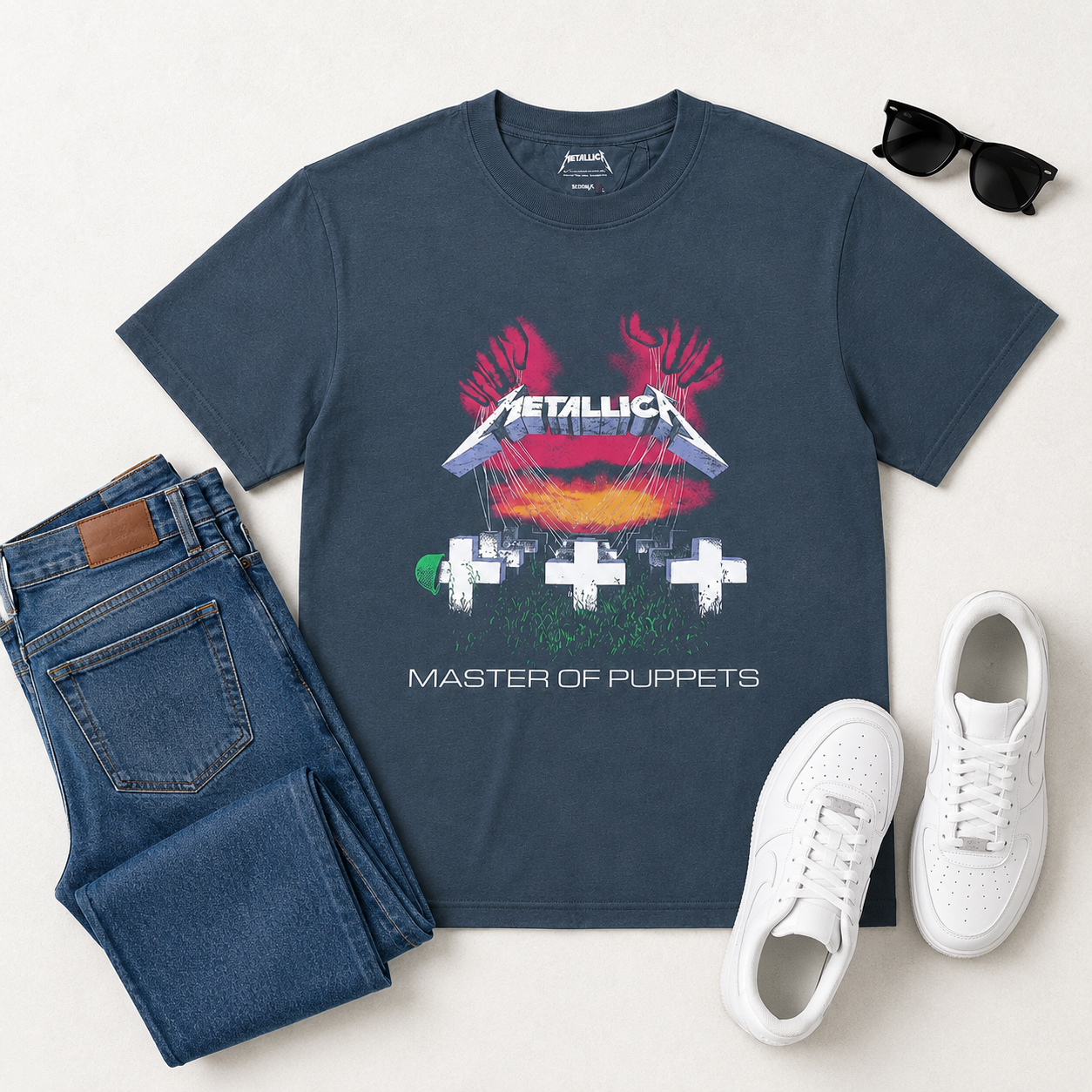 Men’s Graphic Print Crew Neck T-Shirt, Soft Cotton Blend Short Sleeve Casual Tee, Dark Blue - الصورة 10