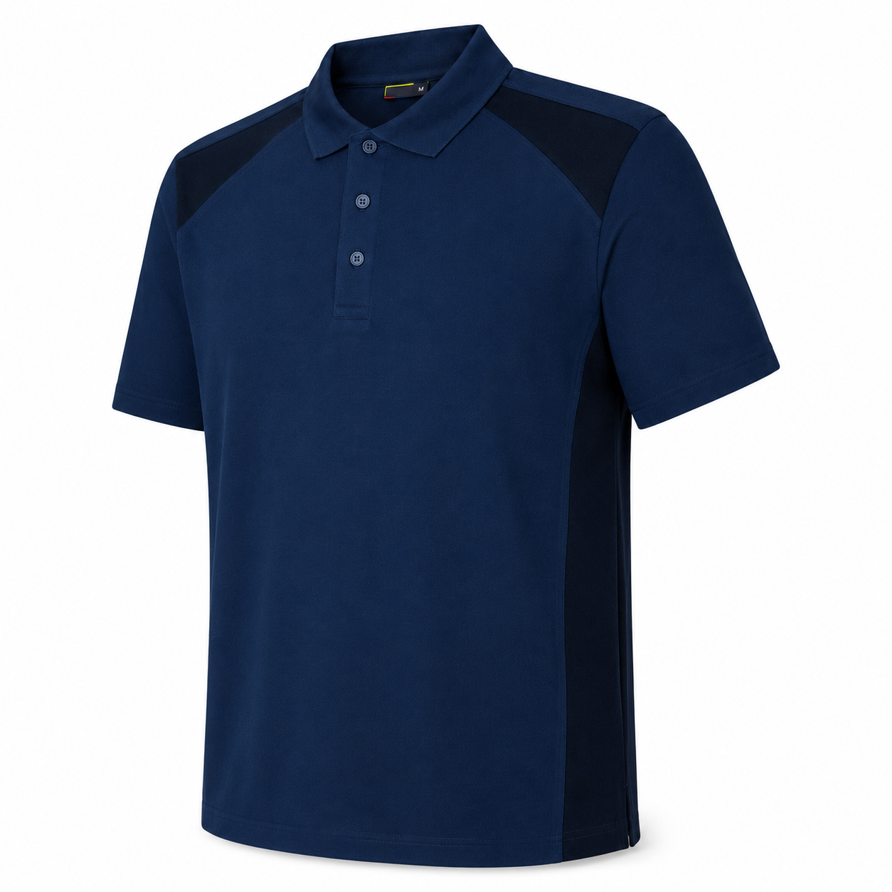 Men’s Navy Blue Polo Shirt with Contrast Panels, Short Sleeve Casual Regular Fit - الصورة 5