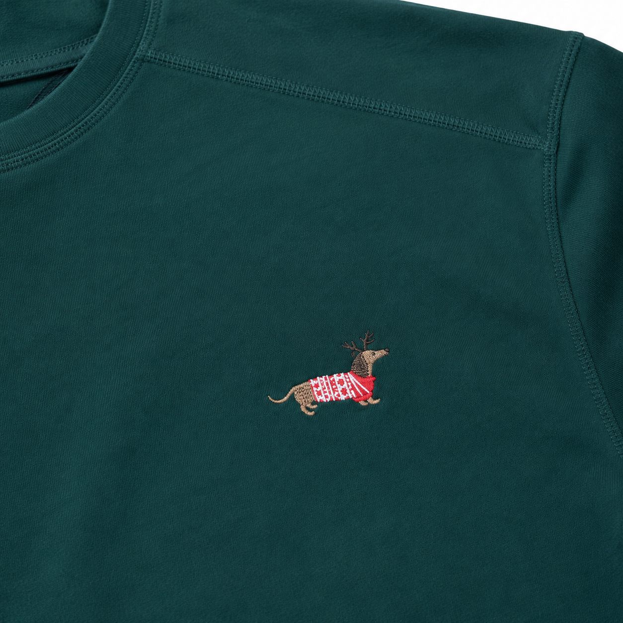 Men’s Dark Green Oversized Crew Neck T-Shirt with Small Chest Embroidery, Short Sleeve Casual Tee - الصورة 5