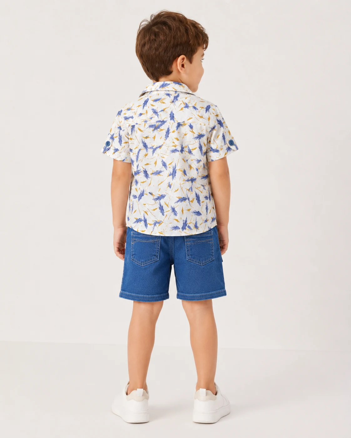 Boys 3 Piece Believe In Yourself Shirt Set with Denim Shorts - الصورة 3